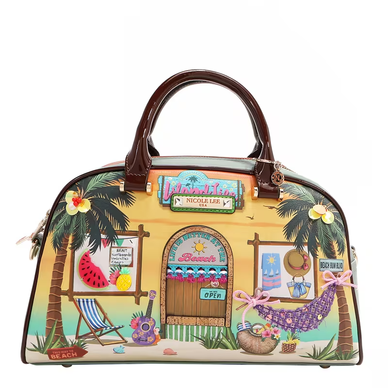 Sun And Sand Dome Bag, Women's Medium PU Leather Top Handle Bag With Main Zip Closure