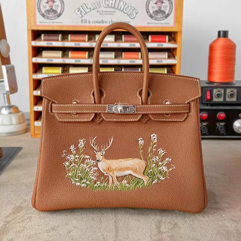 Handcrafted Genuine Leather Women's Bag - Golden Brown, 30cm