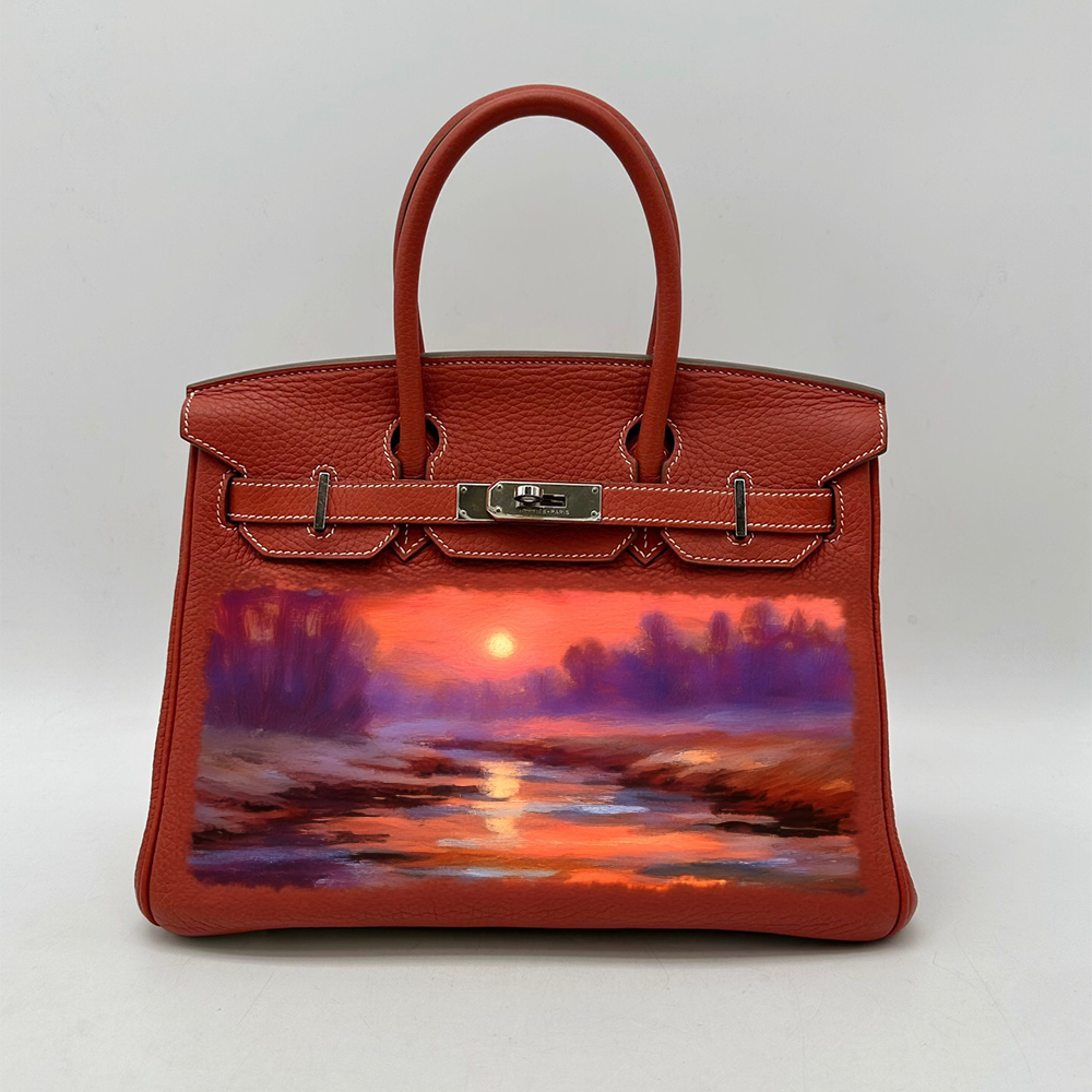 Handcrafted Genuine Leather Women's Bag - 35cm Orange-Red