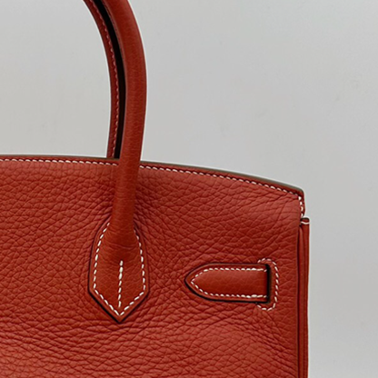Handcrafted Genuine Leather Women's Bag - 35cm Orange-Red