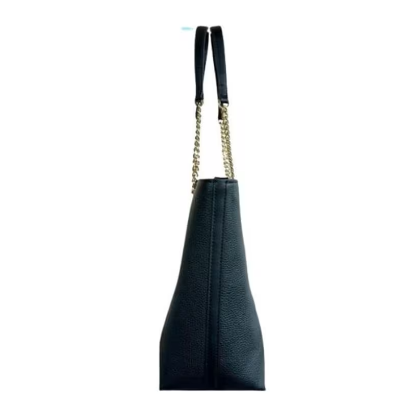 Medium Front Pocket Chain Tote Bag Purse (Black)