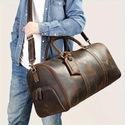 Men's Genuine Leather Handbag, Crazy Horse Leather Tote Bag