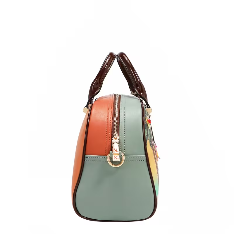 Sun And Sand Dome Bag, Women's Medium PU Leather Top Handle Bag With Main Zip Closure