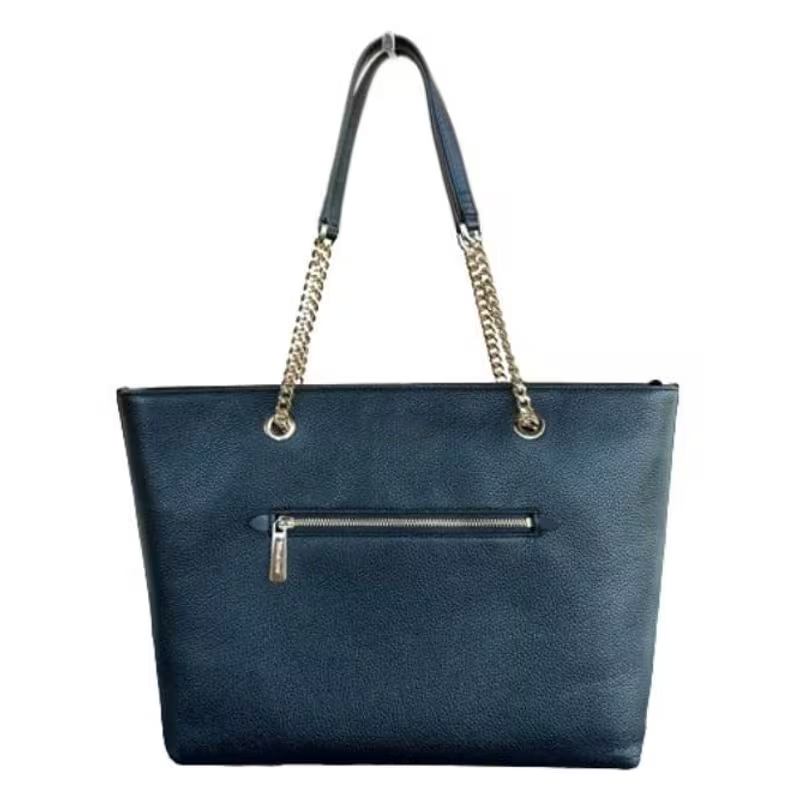 Medium Front Pocket Chain Tote Bag Purse (Black)