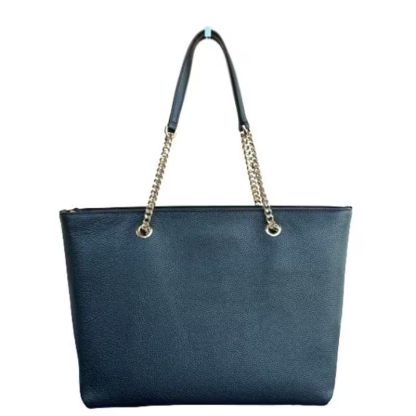 Medium Front Pocket Chain Tote Bag Purse (Black)