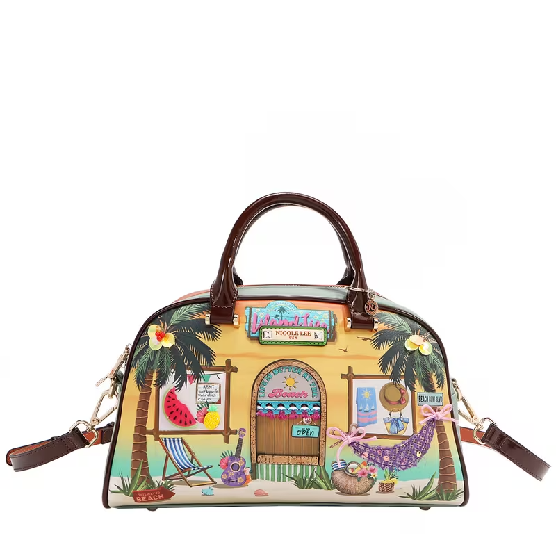 Sun And Sand Dome Bag, Women's Medium PU Leather Top Handle Bag With Main Zip Closure