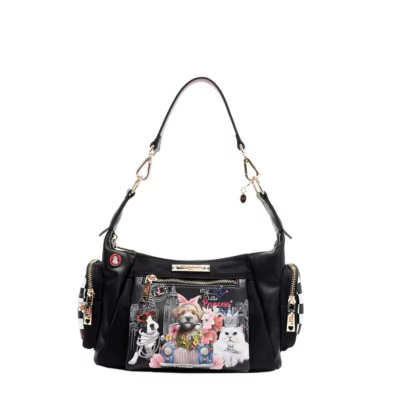 Family Yearbook Shoulder Bag, Women's Medium PU Leather Bag With Main Zip Closure