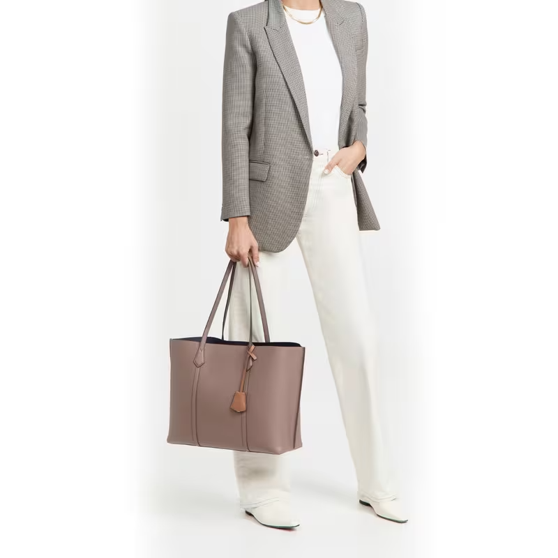 Perry Large Leather Tote – Clam Shell