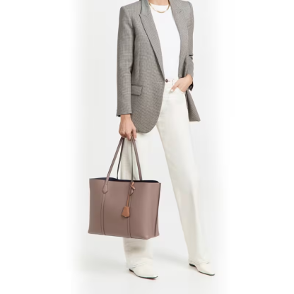 Perry Large Leather Tote – Clam Shell