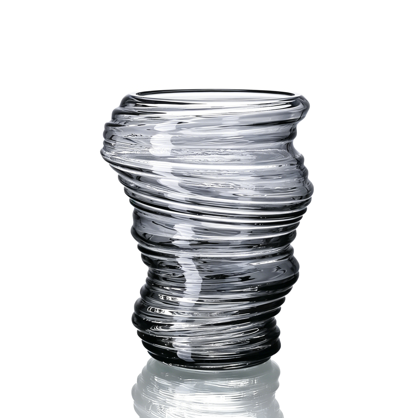 12126g	 D8"H9.8" - TORNADO GLASS VASE