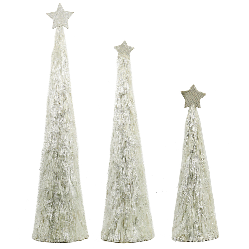 31064	 D7.9"5.9"4.7" - SET OF 3 TINSEL TRREES
