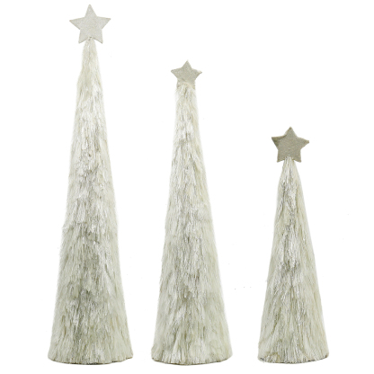 31064	 D7.9"5.9"4.7" - SET OF 3 TINSEL TRREES