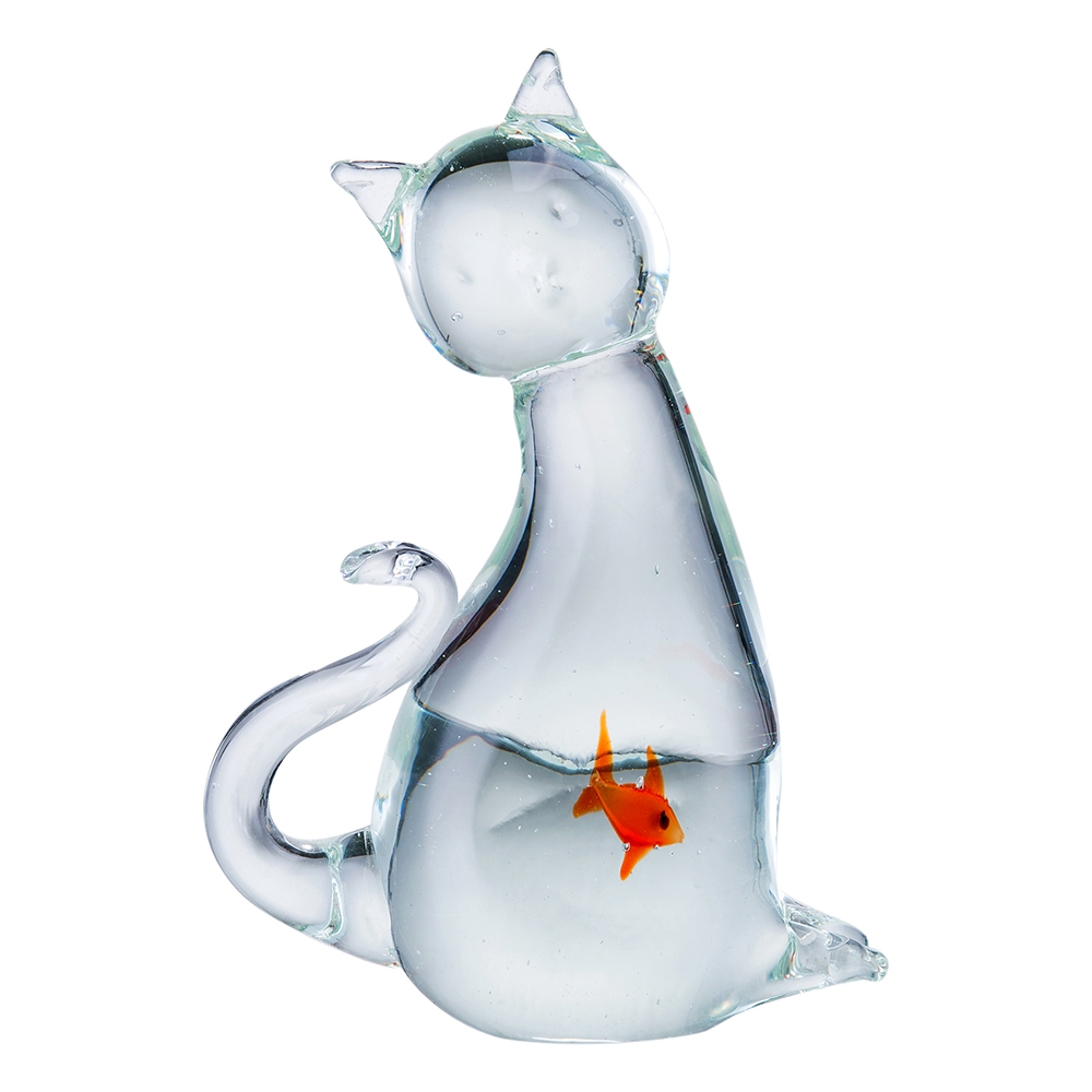 L5"W2"H6.5" - GLASS CAT FIGURINE
