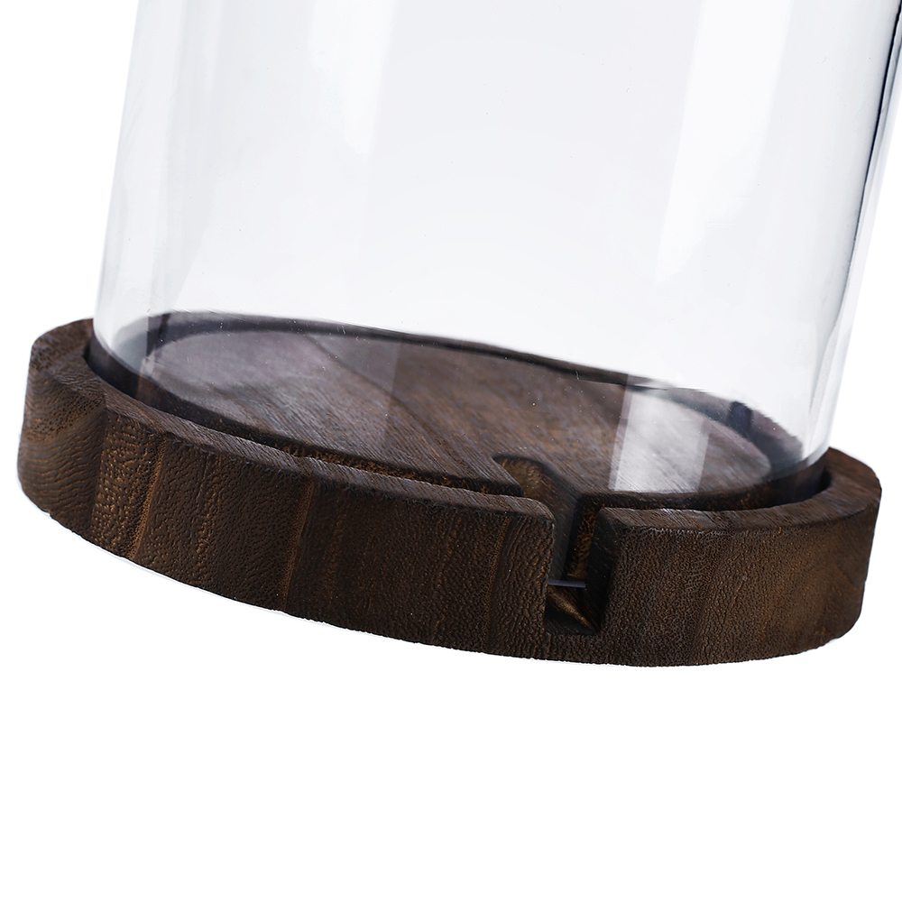 D6.5"H10" - CLEAR GLASS DOME CLOCHE WITH WOODEN BASE