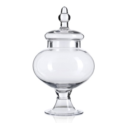 A40728	 D6.5"H12" - GLASS APOTHECARY JAR WITH LID