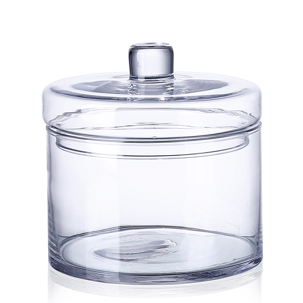 64300	 D6.5"H6.5" - GLASS APOTHECARY JAR WITH LID