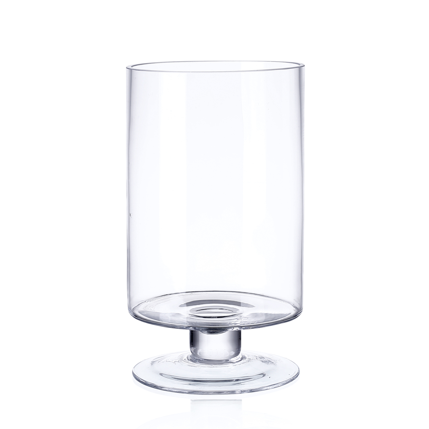 D8"H14" - GLASS CYLINDER PEDESTAL CANDLE HOLDER