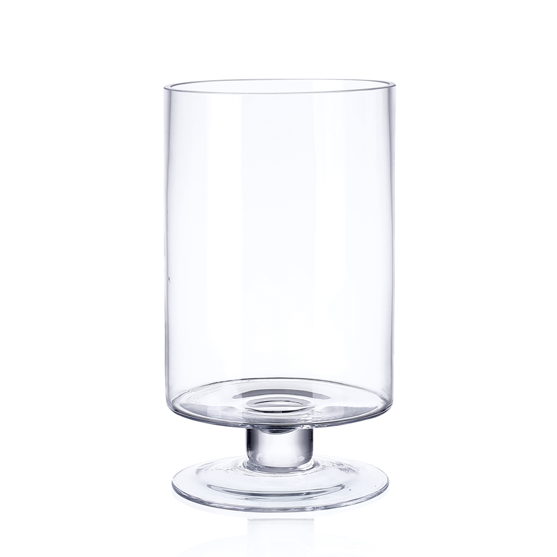 D8"H14" - GLASS CYLINDER PEDESTAL CANDLE HOLDER