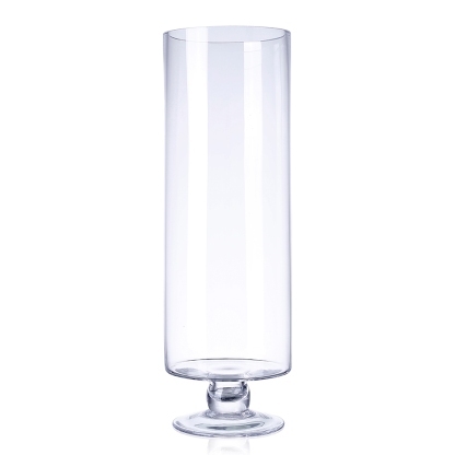 64153S	 D5.5"H17" - GLASS CYLINDER PEDESTAL CANDLE HOLDER
