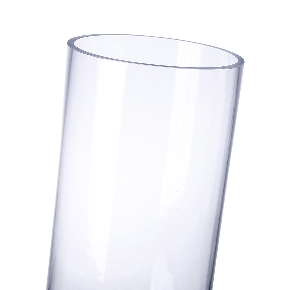 64153S	 D5.5"H17" - GLASS CYLINDER PEDESTAL CANDLE HOLDER