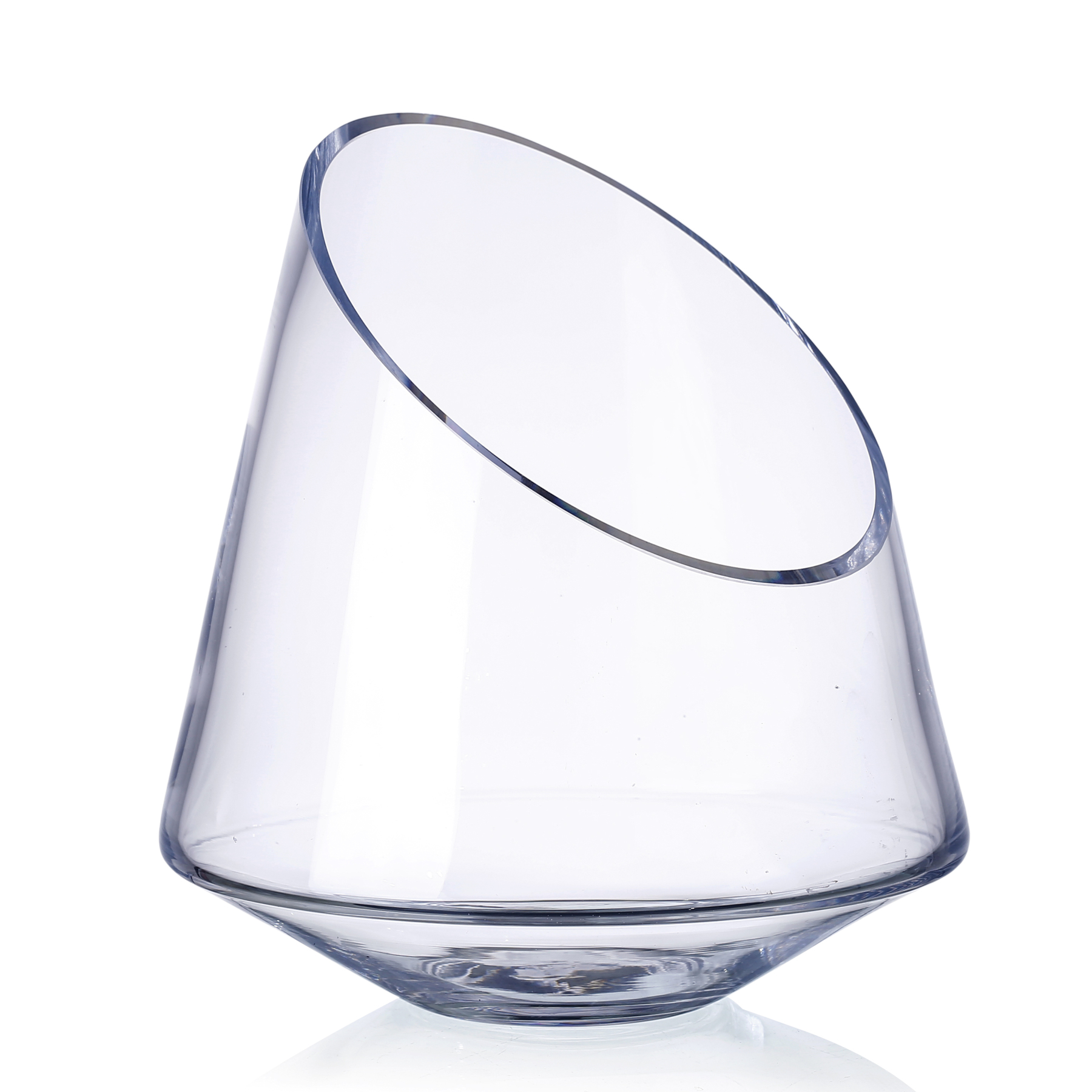 D8"H7.5" - ROUND ANGLED RIM GLASS BOWL