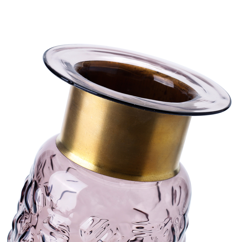 98115	 D5.5"H8.5" - GLASS VASE WITH GOLD RIM
