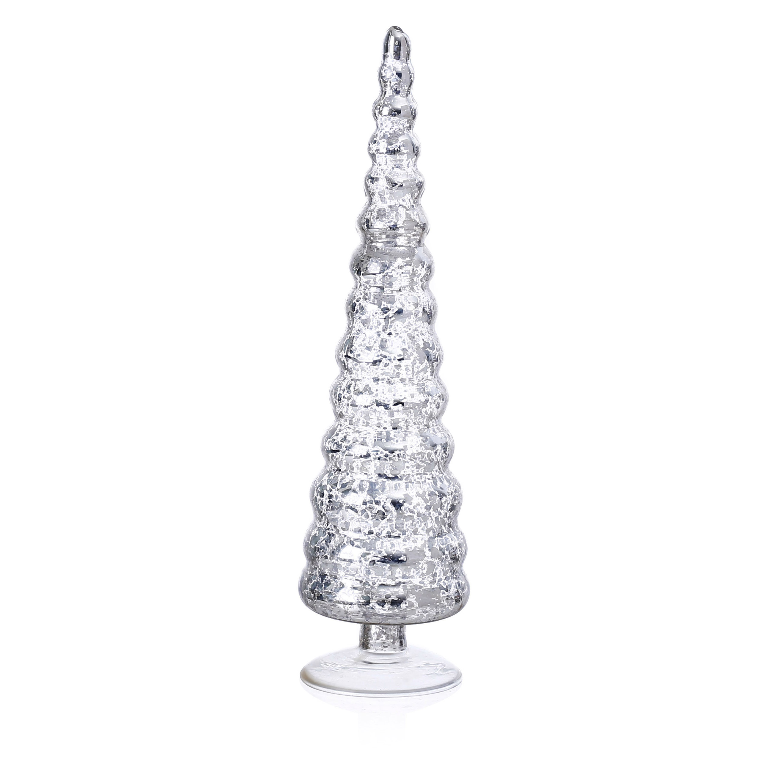 D3"H11.5" - MERCURY GLASS CHRISTMAS TREE ON PEDESTAL