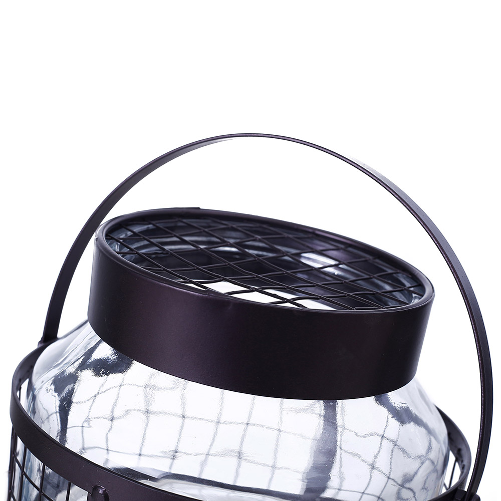 58186	 D7.5"H5" - GLASS VASE WITH METAL HOLDER