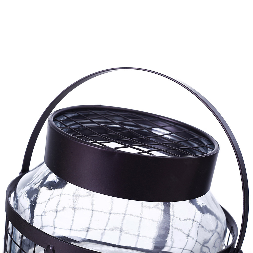 58186	 D7.5"H5" - GLASS VASE WITH METAL HOLDER