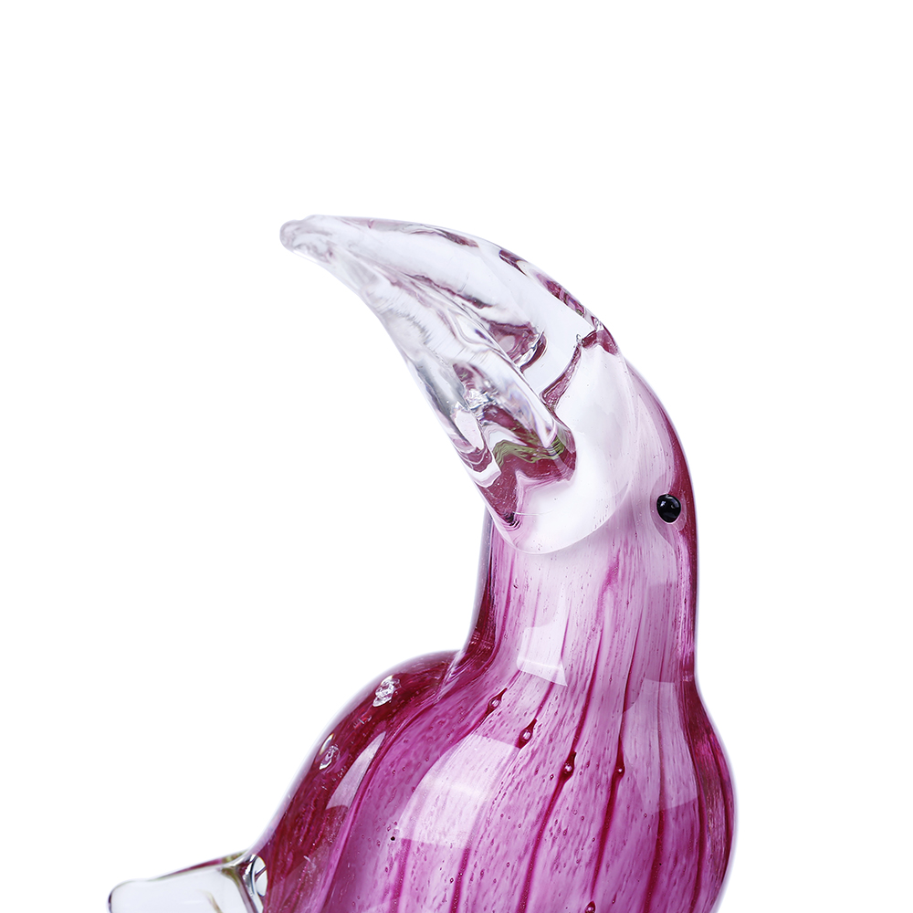 76091	 L5.5"W4.5"H13.5" - GLASS TOUCAN FIGURINE