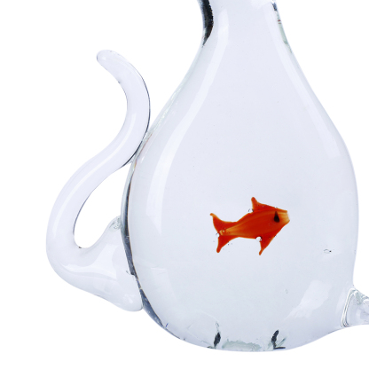 76122	 L5"W2"H6.5" - GLASS CAT FIGURINE