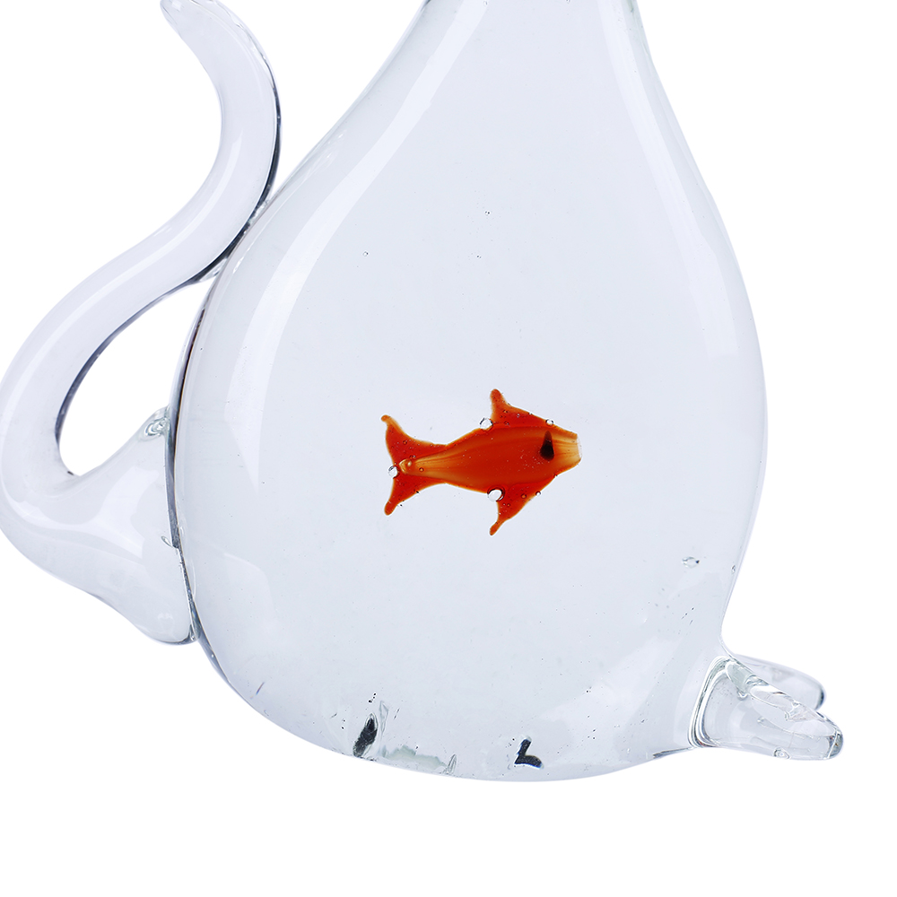 76122	 L5"W2"H6.5" - GLASS CAT FIGURINE