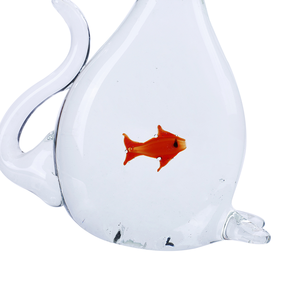 76122	 L5"W2"H6.5" - GLASS CAT FIGURINE