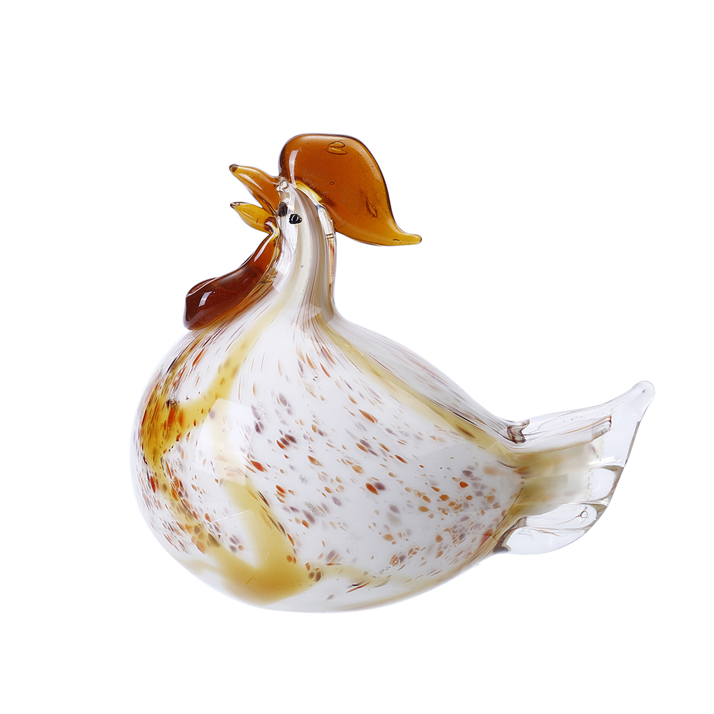 76211	 L8"W5.5"H7" - GLASS CHICKEN FIGURINE