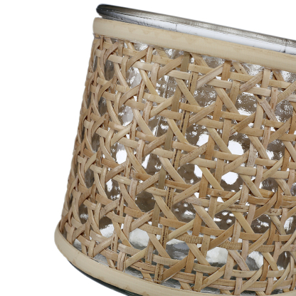45334	 D3.9"H3.9" - GLASS VASE WITH RATTAN WRAP