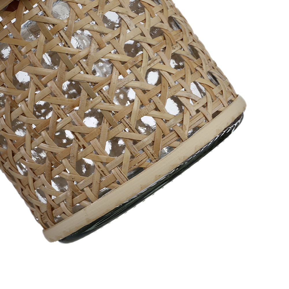 45334	 D3.9"H3.9" - GLASS VASE WITH RATTAN WRAP