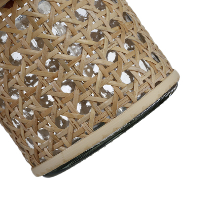 45334	 D3.9"H3.9" - GLASS VASE WITH RATTAN WRAP