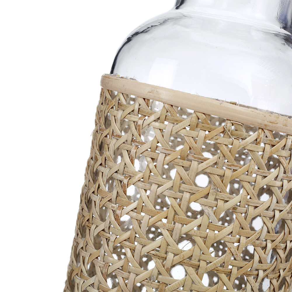 45332	 D3.3"H6.3" - GLASS VASE WITH RATTAN WRAP