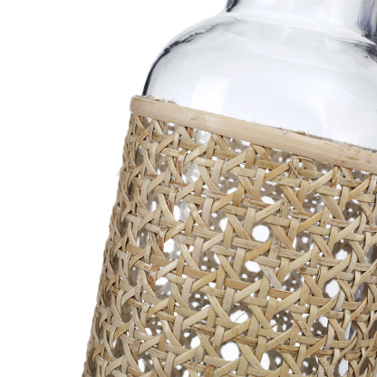 45332	 D3.3"H6.3" - GLASS VASE WITH RATTAN WRAP