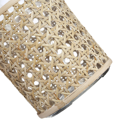 45332	 D3.3"H6.3" - GLASS VASE WITH RATTAN WRAP