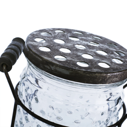 94016	 L5.5"W4.5"H5.5" - GLASS JAR WITH METAL HOLDER