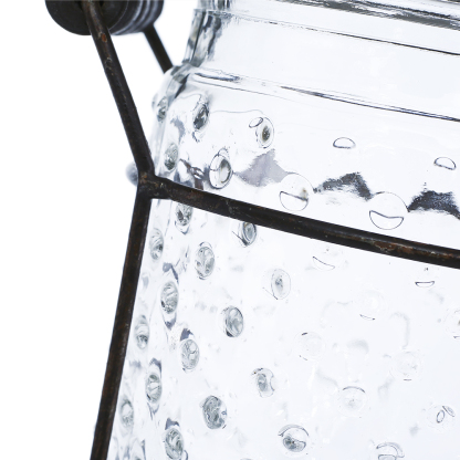 94016	 L5.5"W4.5"H5.5" - GLASS JAR WITH METAL HOLDER