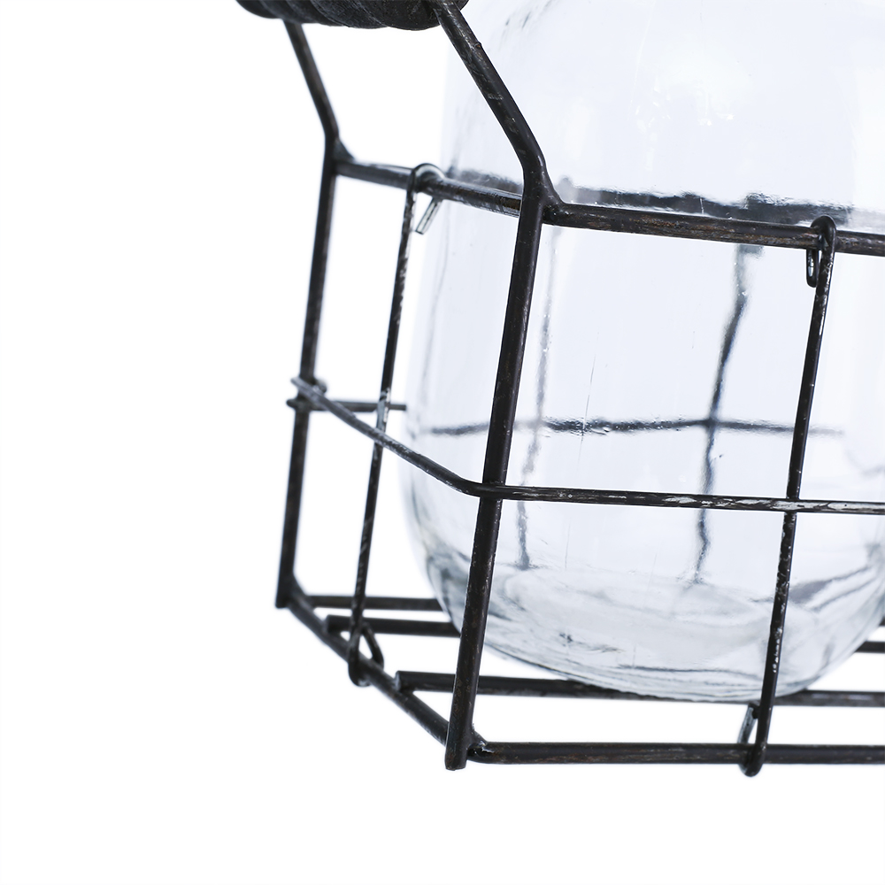 94021	 L8.5"W3.5"H5.5" - GLASS JARS WITH METAL HOLDER
