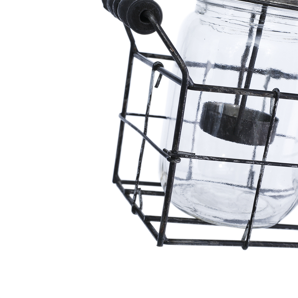 94003	 L8.5"W3.5"H5.5" - GLASS JARS WITH METAL HOLDER