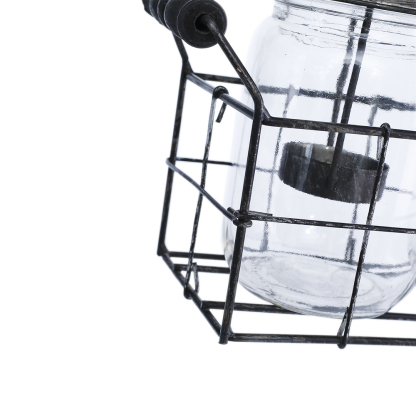 94003	 L8.5"W3.5"H5.5" - GLASS JARS WITH METAL HOLDER