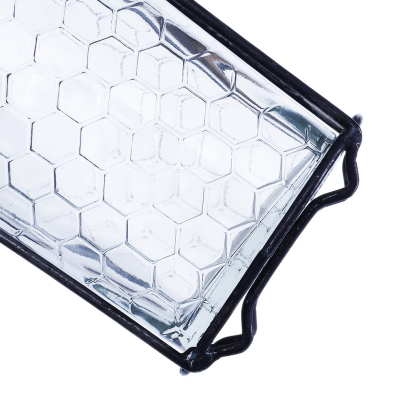 94014	 L5.5"W3"H7" - GLASS JAR WITH METAL HOLDER