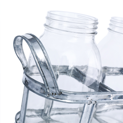 59224	 L15.5"W4.5"H7" - GLASS JARS WITH METAL HOLDER