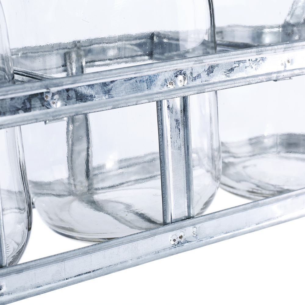 59224	 L15.5"W4.5"H7" - GLASS JARS WITH METAL HOLDER