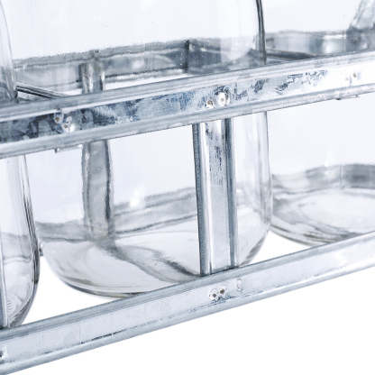 59224	 L15.5"W4.5"H7" - GLASS JARS WITH METAL HOLDER