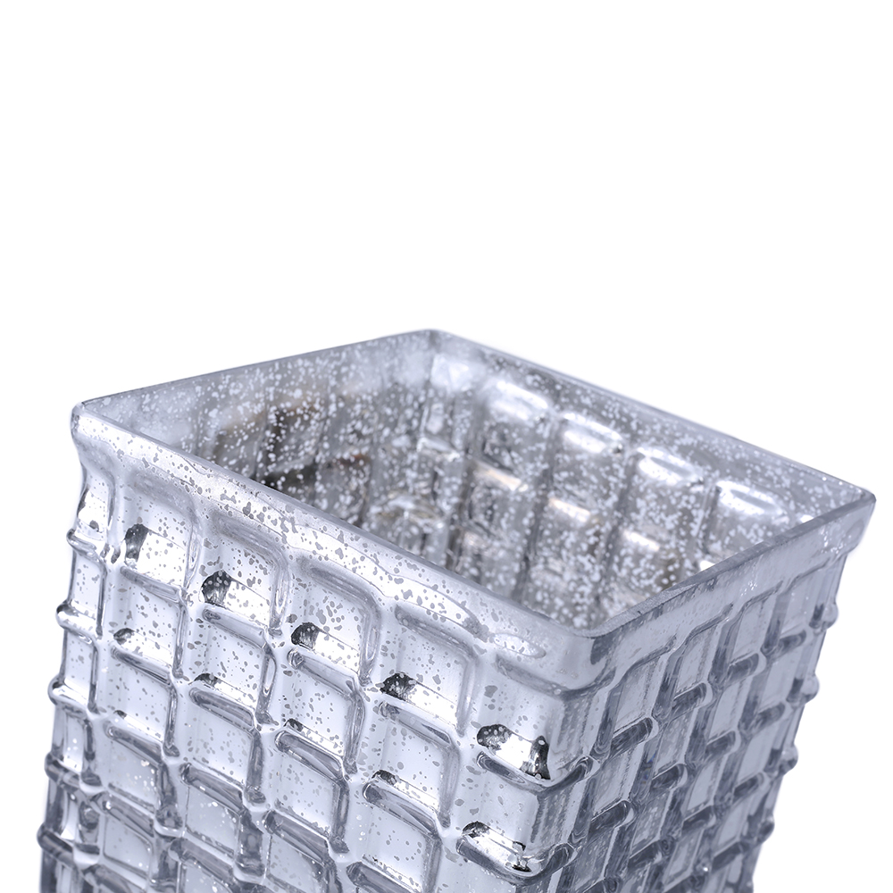 57057	 L6"W6"H6" - MERCURY GLASS VASE